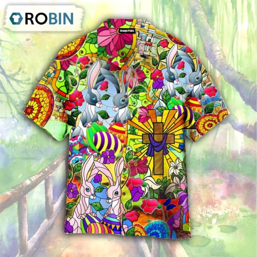 Easter Rabbit Happy Stained Glass Hawaiian Shirt