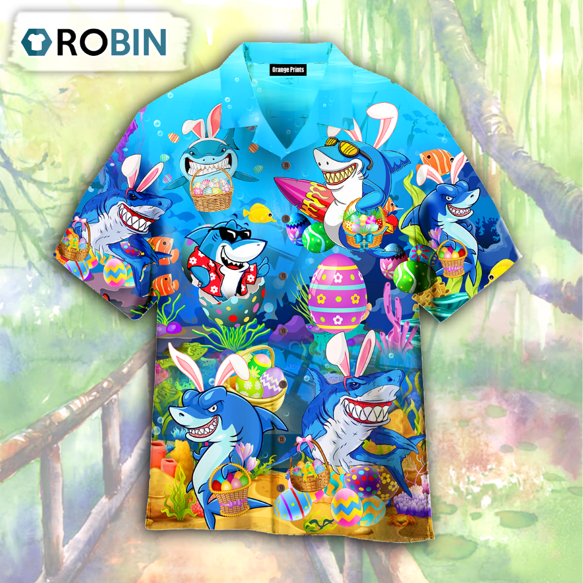 Easter Shark Let's Enjoy Easter With Sharks Hawaiian Shirt