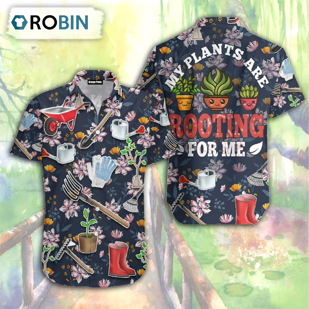 Gardening My Plants Are Rooting For Me Vintage Aloha Hawaiian Shirt