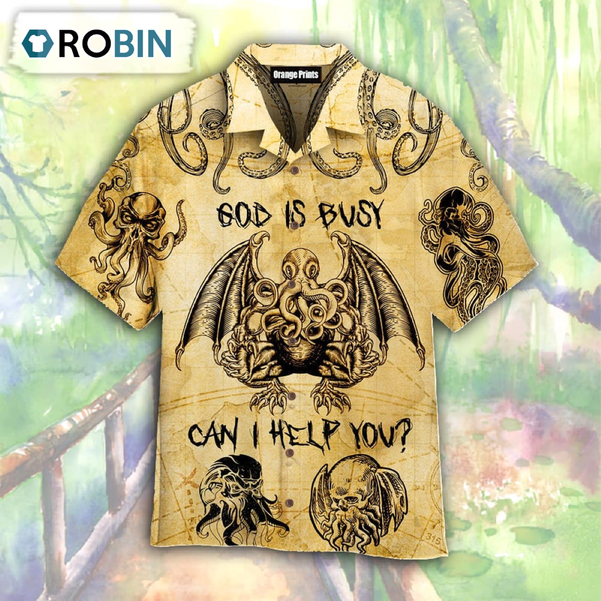 God Is Busy Can I Help You Octopus Hawaiian Shirt
