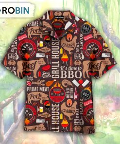 Grill And Barbecue National BBQ Day Red Pattern Aloha Hawaiian Shirt