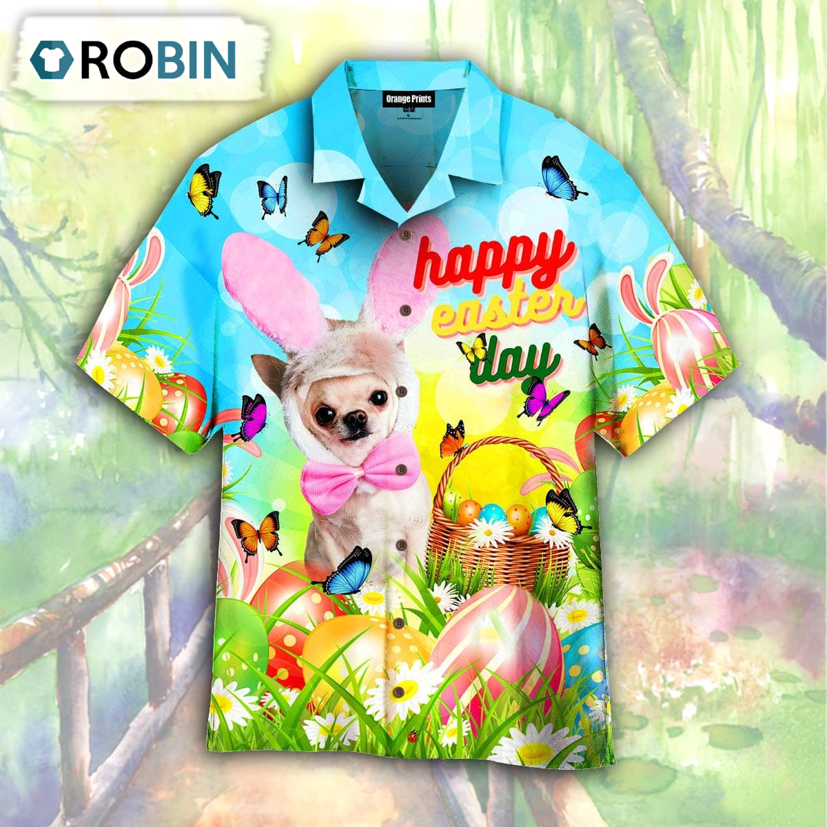 Happy Easter Bunny Chihuahua Dog Lover Easter Eggs Hawaiian Shirt