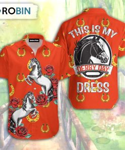 Kentucky Derby My Derby Day Dress Horse Racing Horseshoe Rose Hawaiian Shirt