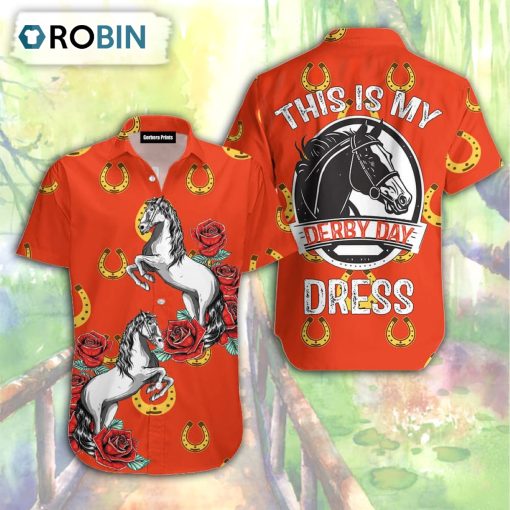Kentucky Derby My Derby Day Dress Horse Racing Horseshoe Rose Hawaiian Shirt