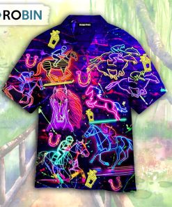 Kentucky Derby Racing Horse Neon Hawaiian Shirt
