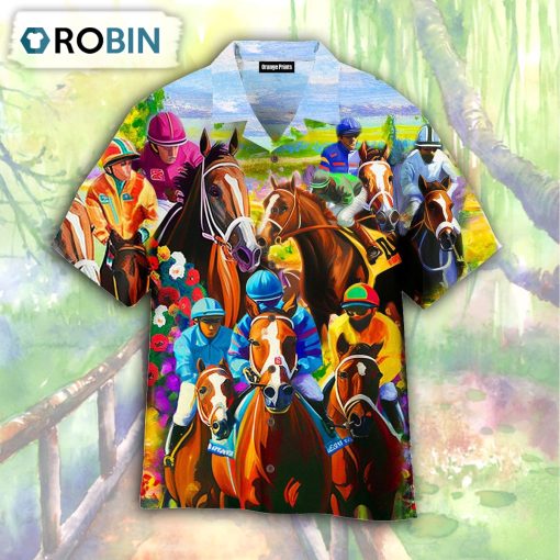 Kentucky Horse Racing Oil Painting Style Hawaiian Shirt