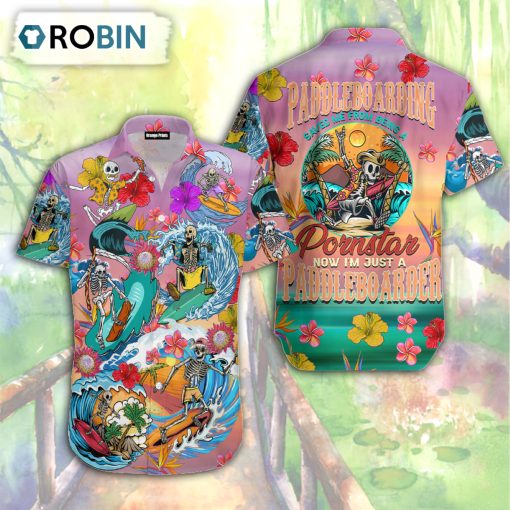 Paddleboarding Paddleboarder Skull Tropical Hawaiian Shirt