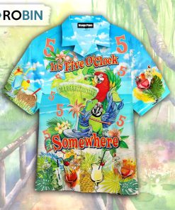 Parrot It’s 5 O’clock Somewhere Short Sleeve Hawaiian Shirt