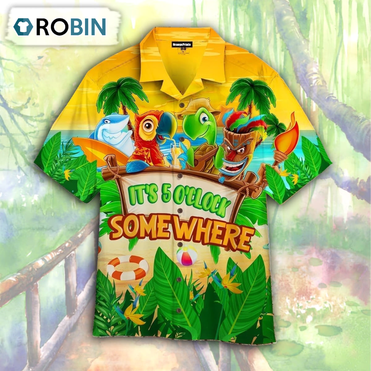 Parrot It’s 5 O’clock Somewhere Tropical Beach Hawaiian Shirt
