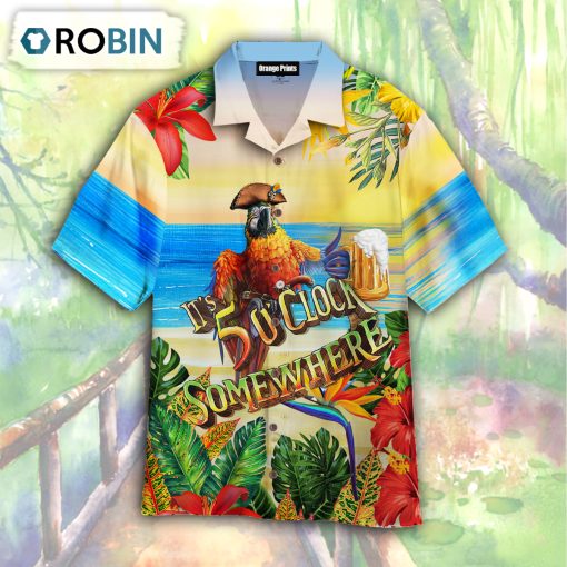 Pirate Parrot It’s Always 5 O’clock Somewhere Hawaiian Shirt
