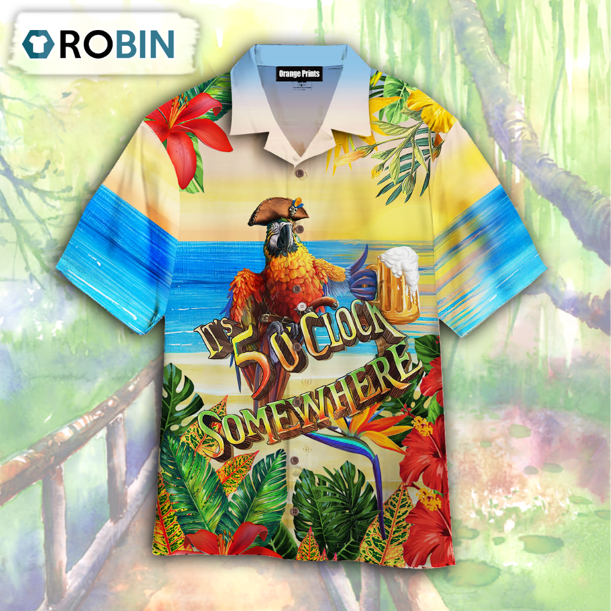 Pirate Parrot It’s Always 5 O’clock Somewhere Hawaiian Shirt