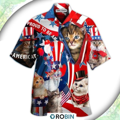 America Proud To Be An Cat Hawaiian Shirt, Shirt For Summer