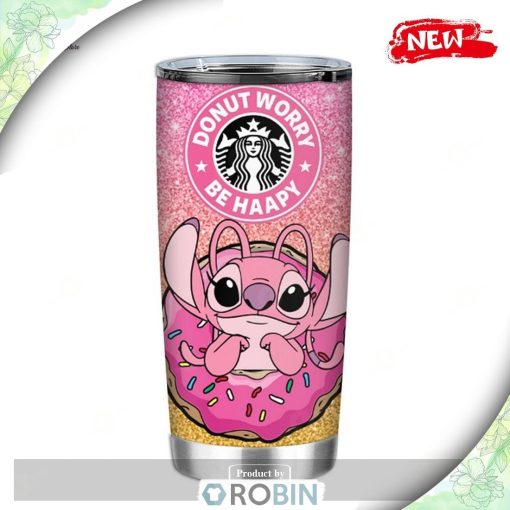 Angel Donut Worry Be Happy Tumbler, Disney Tumbler