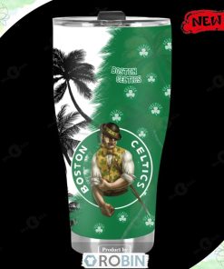Boston Celtics Palm Tree Beach Summer Hawaii Style Pattern Print Tumbler