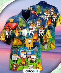 Camping Chocolate Marshmallow Fire Hawaiian Shirt, Shirt For Summer Camping Chocolate Marshmallow Fire Hawaiian Shirt, Shirt For Summer