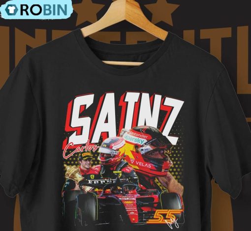 Carlos Sainz Formula 1 Shirt, F1 2023 Helmet Short Sleeve Unisex Hoodie