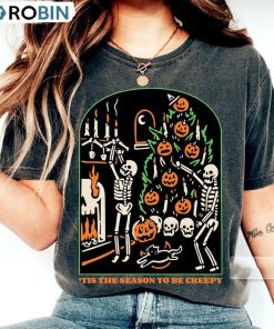 Comfort Tis The Season To Be Creepy Shirt, Spooky Skeleton Halloween Unisex Hoodie Crewneck Comfort Tis The Season To Be Creepy Shirt, Spooky Skeleton Halloween Unisex Hoodie Crewneck