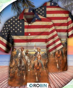 Cowboy Happy On Independence Day Hawaiian Shirt, Shirt For Summer