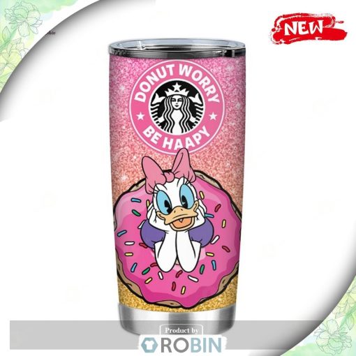 Daisy Duck Donut Worry Be Happy Tumbler, Disney Tumbler