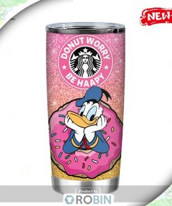 Donald Duck Donut Worry Be Happy Tumbler, Disney Tumbler