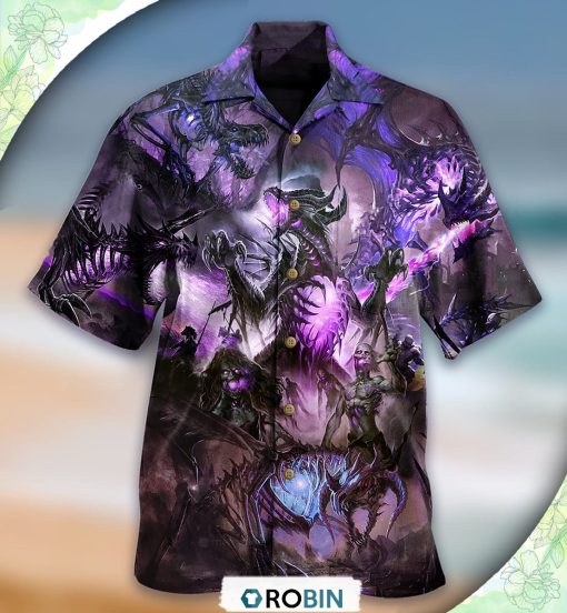 Dragon Purple Skull Love Life Hawaiian Shirt, Shirt For Summer
