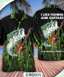 Fishing I Like Fishing And Guitars Hawaiian Shirt, Shirt For Summer