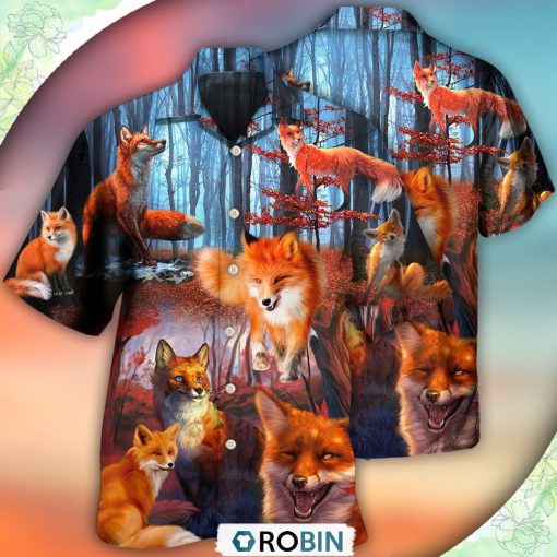 Fox Beautiful Red Forest Hawaiian Shirt, Shirt For Summer