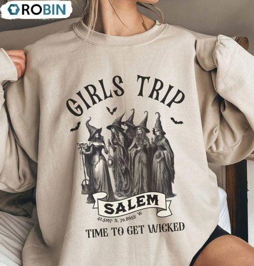 Girls Trip Salem Shirt, Retro Halloween Witch Unisex T-shirt Short Sleeve