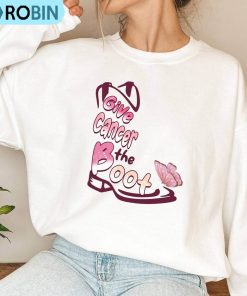Give Cancer The Boot Vintage Shirt, Faith Tee Cancer Awareness T-shirt, Hoodie, Sweatshirt
