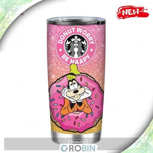 Goofy Donut Worry Be Happy Tumbler, Disney Tumbler