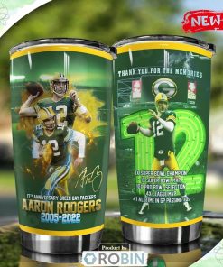 Green Bay Packers Aaron Rodgers 17th Anniversary 2005 2022 Thank You For The Memories Tumbler
