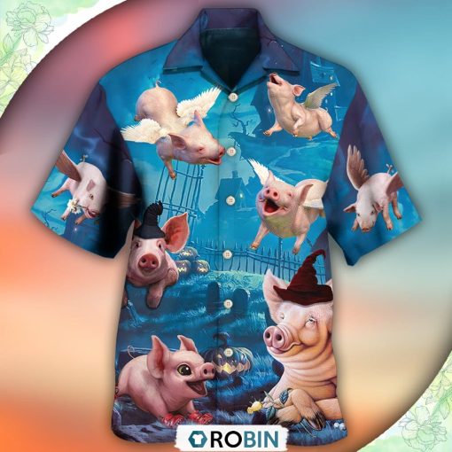 Halloween Pig Fly Pumpkin Scary Hawaiian Shirt, Shirt For Summer