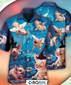 Halloween Pig Fly Pumpkin Scary Hawaiian Shirt, Shirt For Summer