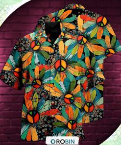 Hippie Peace Floral Style Hawaiian Shirt, Shirt For Summer