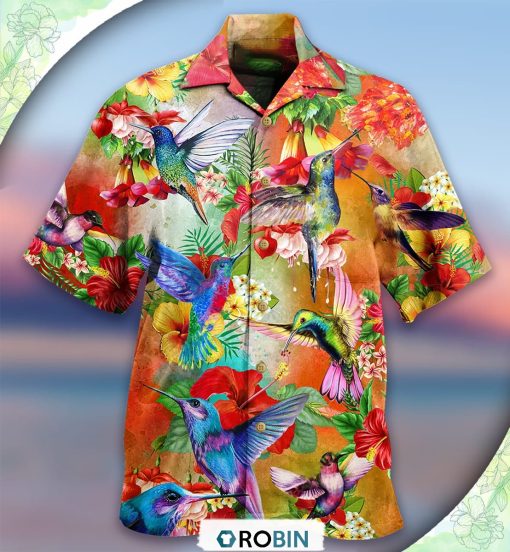 Hummingbird Love Flowers In Garden Hawaiian Shirt, Shirt For Summer