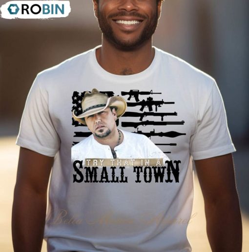 Jason Aldean Small Town Shirt, Jason Aldean Band Patriotic Unisex T-shirt Crewneck