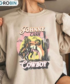 Johnny Cash Cowboy Shirt, Western Country Music Tee Tops Crewneck