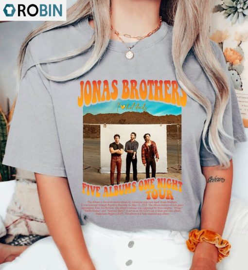 Jonas Brothers Shirt, Vintage Five Albums One Night Tour Long Sleeve Unisex T-shirt