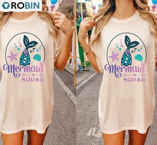 Mermaid Squad Comfort Shirt, Mermaid Theme Birthday Long Sleeve Unisex Hoodie