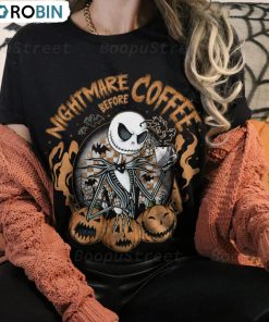 Nightmare Before Coffee Funny Shirt, Skeleton Halloween Long Sleeve Sweatshirt Nightmare Before Coffee Funny Shirt, Skeleton Halloween Long Sleeve Sweatshirt