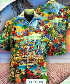 Parrot Party Of Parrots In Hawaii Hawaiian Shirt, Shirt For Summer