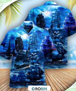 Pirate Ship Under The Romantic Moonlight Fantastic Hawaiian Shirt, Shirt For Summer