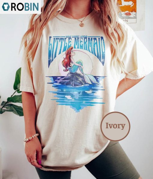 Retro Disney The Little Mermaid Shirt, Rock Moon Silhouette Crewneck Unisex Hoodie