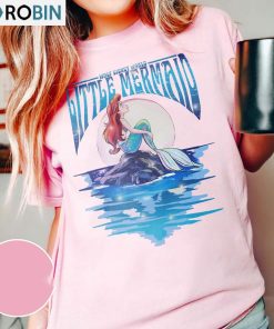 Retro Disney The Little Mermaid Shirt, Rock Moon Silhouette Crewneck Unisex Hoodie