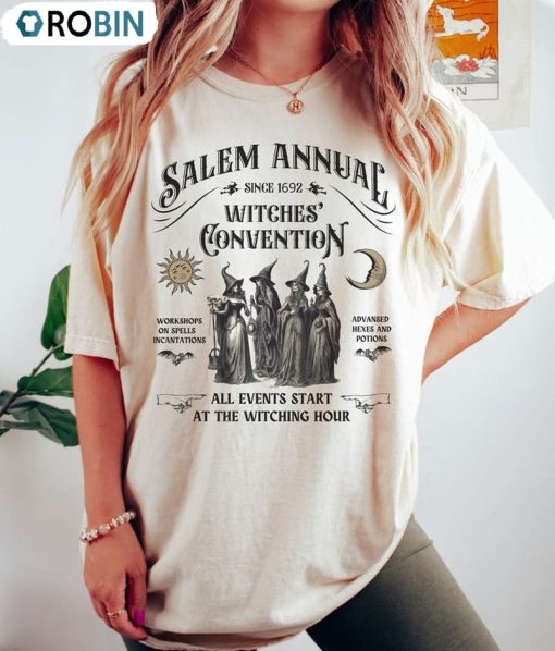 Salem Witch Convention Shirt, Retro Halloween Crewneck Unisex Hoodie