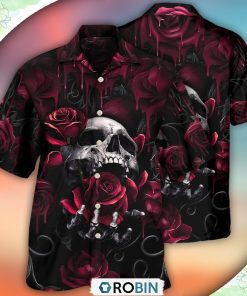 Skull Rose Blood Dark Screaming Hawaiian Shirt, Shirt For Summer