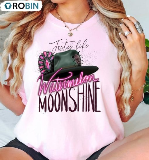 Tastes Like Watermelon Moonshine Shirt, Country Music Comfort Tee Tops Short Sleeve