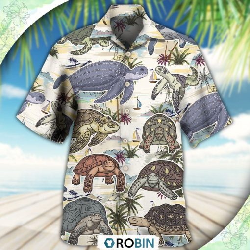 Turtle And Tropical Beach Hawaiian Shirt, Shirt For Summer