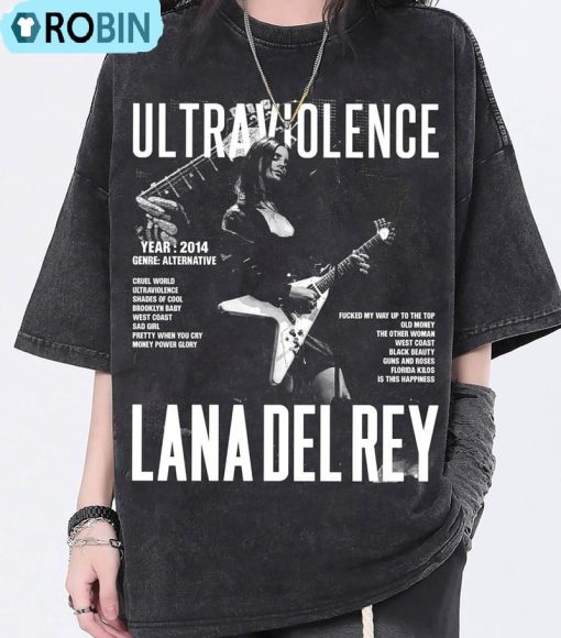 Ultraviolence Album Shirt, Lana Del Rey Tour Crewneck Short Sleeve