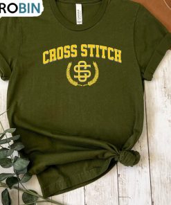Varsity Cross Stitch Shirt, Trendy Unisex T-shirt Tee